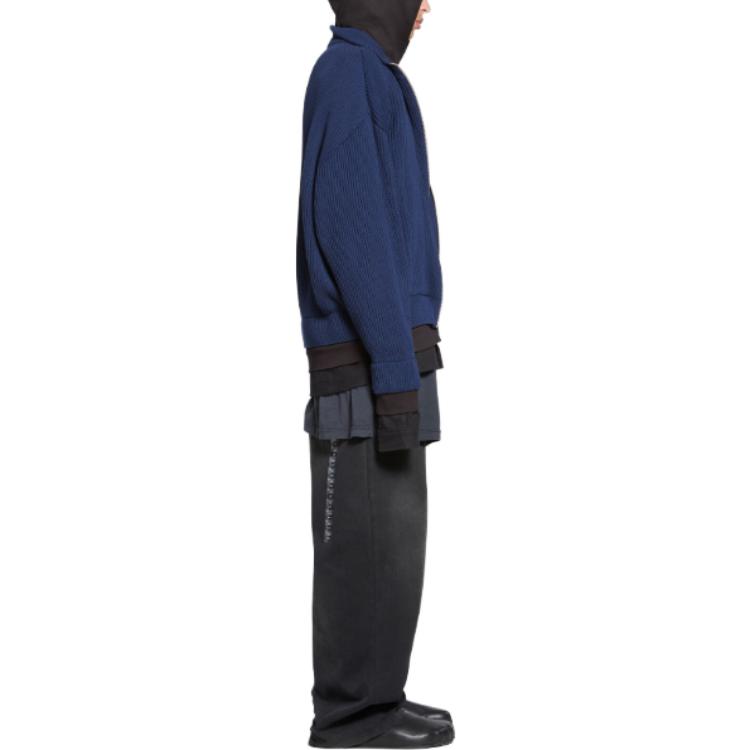 Balenciaga SS24 Patchwork Ribbed Hoodie Jacket Unisex Oversized Blue. 771191T32974140 圖 6