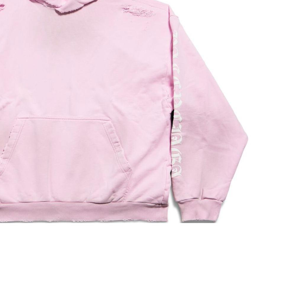 Details for Balenciaga SS24 Hoodie Grafik Huruf Gothic Pink Unisex Potongan Biasa. 767877TQVJ75708