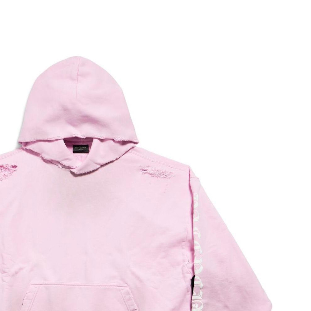 Sizing Balenciaga SS24 Hoodie Grafik Huruf Gothic Pink Unisex Potongan Biasa. 767877TQVJ75708
