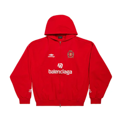 Balenciaga SS24 Red Logo Print Casual Hoodie Regular Fit 744457TPVS66643