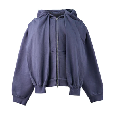 Balenciaga SS24 Solid Color Zip-Up Hoodie Blue - Regular Fit. 794739TQVX14108