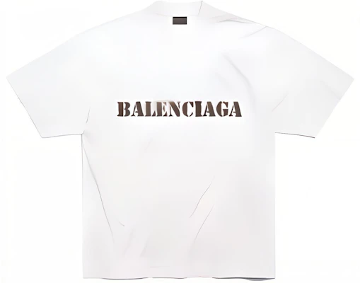 Balenciaga SS24 Stencil Type Distressed Loose Fit White T-Shirt for Men. 764235TQVA33307 Order Balenciaga SS24 Stencil Type Distressed Loose Fit White T-Shirt for Men. 764235TQVA33307