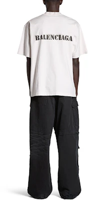 Balenciaga SS24 Stencil Type Distressed Loose Fit White T-Shirt for Men. 764235TQVA33307 Purchase Balenciaga SS24 Stencil Type Distressed Loose Fit White T-Shirt for Men. 764235TQVA33307
