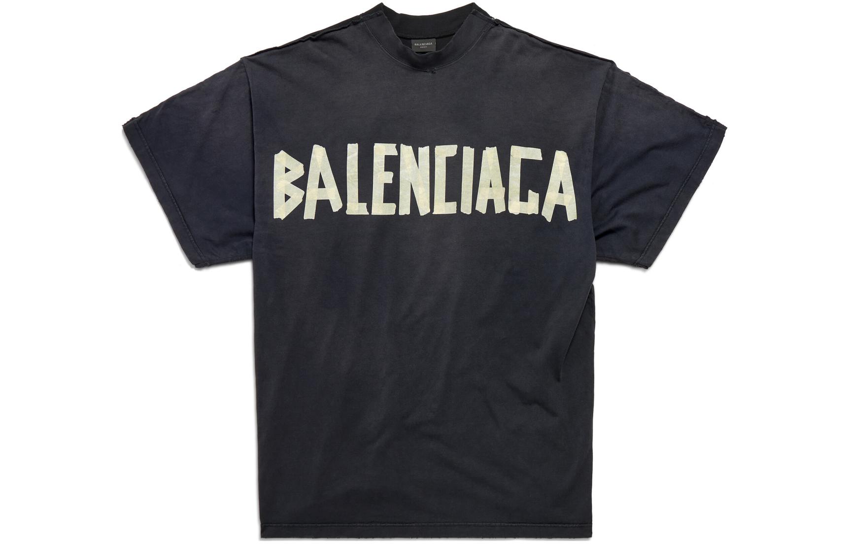 Balenciaga SS24 Tape Logo Print Oversized Unisex Black T-Shirt. 791615TQVQ61021 圖 2