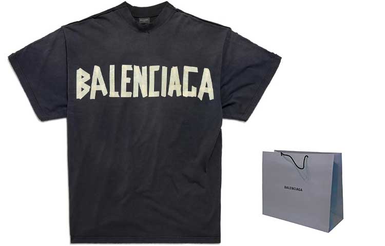 Balenciaga SS24 Tape Logo Print Oversized Unisex Black T-Shirt. 791615TQVQ61021 圖 4