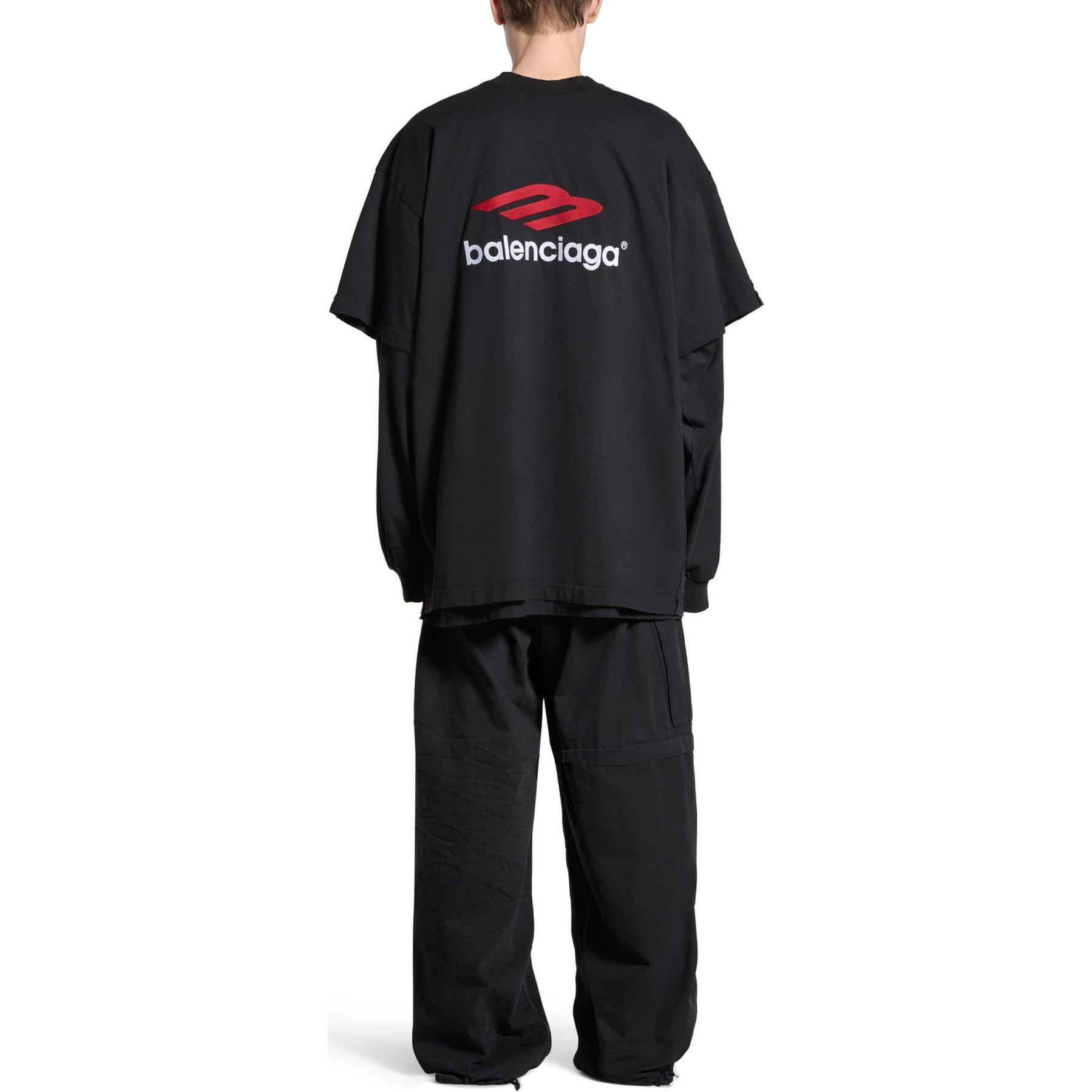 Balenciaga SS24 Tape Logo Print Oversized Unisex Black T-Shirt. 791615TQVQ61021 圖 6