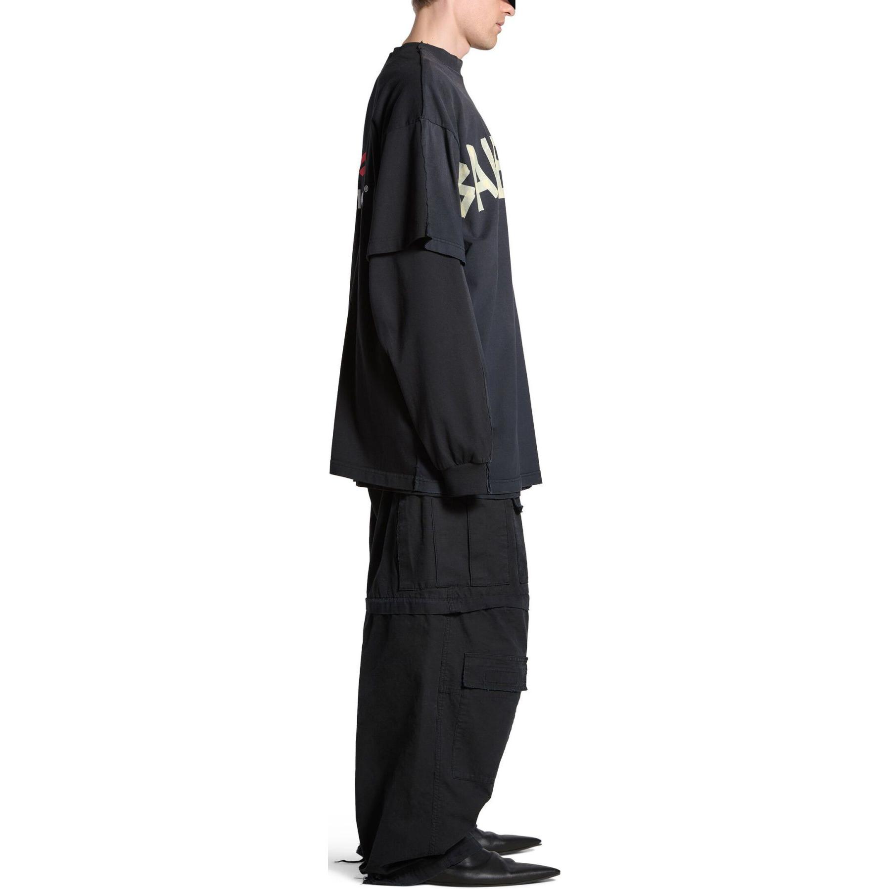 Balenciaga SS24 Tape Logo Print Oversized Unisex Black T-Shirt. 791615TQVQ61021 圖 7