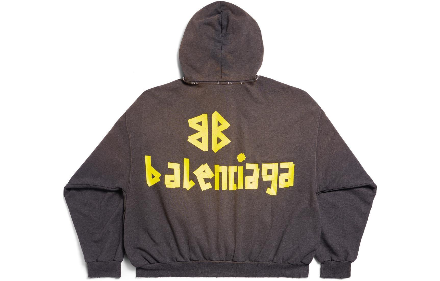 Lookbook 巴黎世家 SS24 胶带款破洞口袋宽松版绿色连帽衫 男款 744441TQVA98519