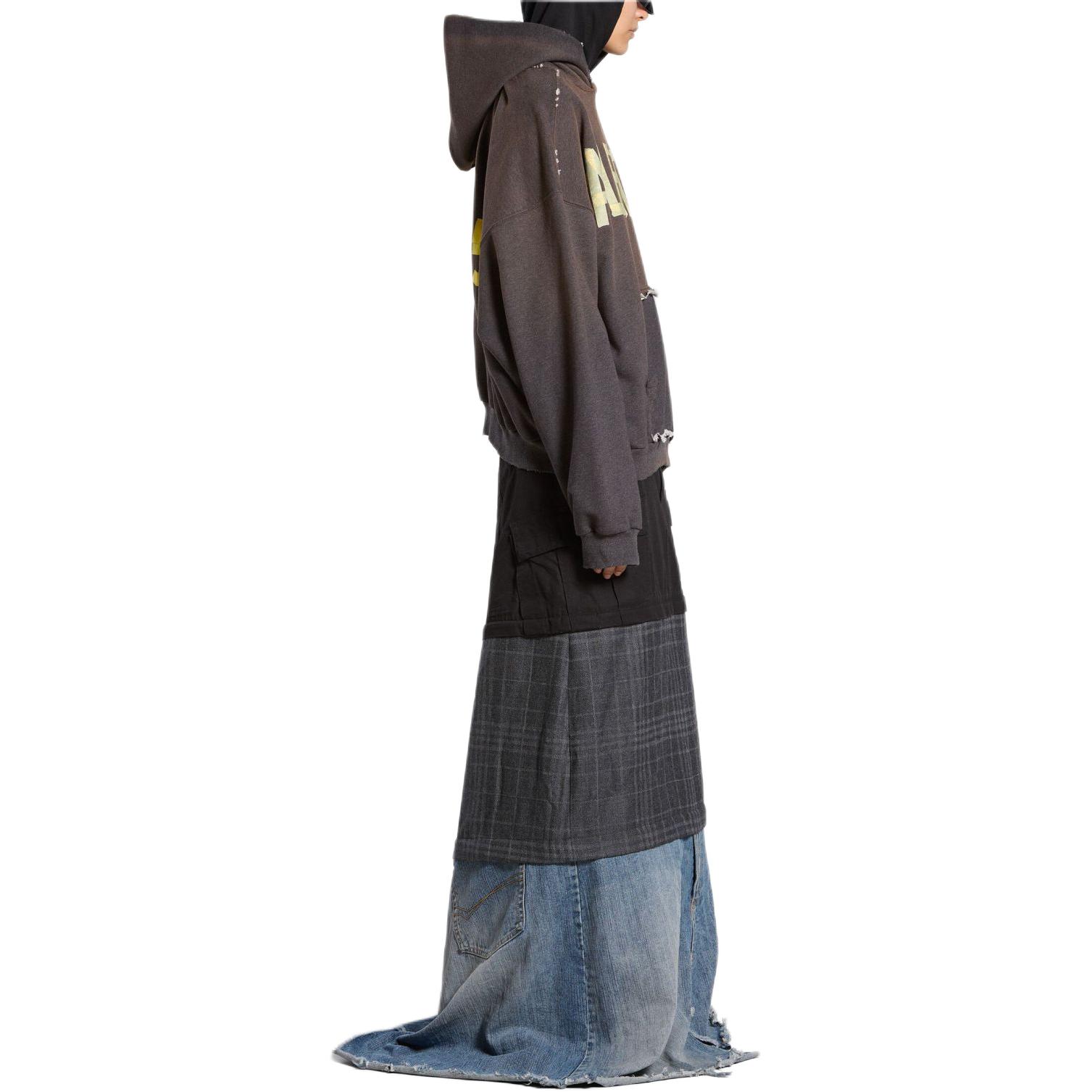 Details for 巴黎世家 SS24 胶带款破洞口袋宽松版绿色连帽衫 男款 744441TQVA98519