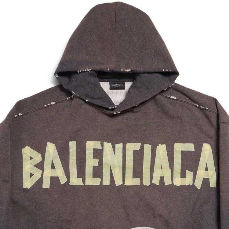 Sizing 巴黎世家 SS24 胶带款破洞口袋宽松版绿色连帽衫 男款 744441TQVA98519