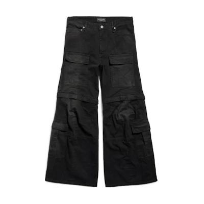 Balenciaga SS24 Unisex Black Straight-Leg Cargo Pants with Pocket. 783694TNW111672