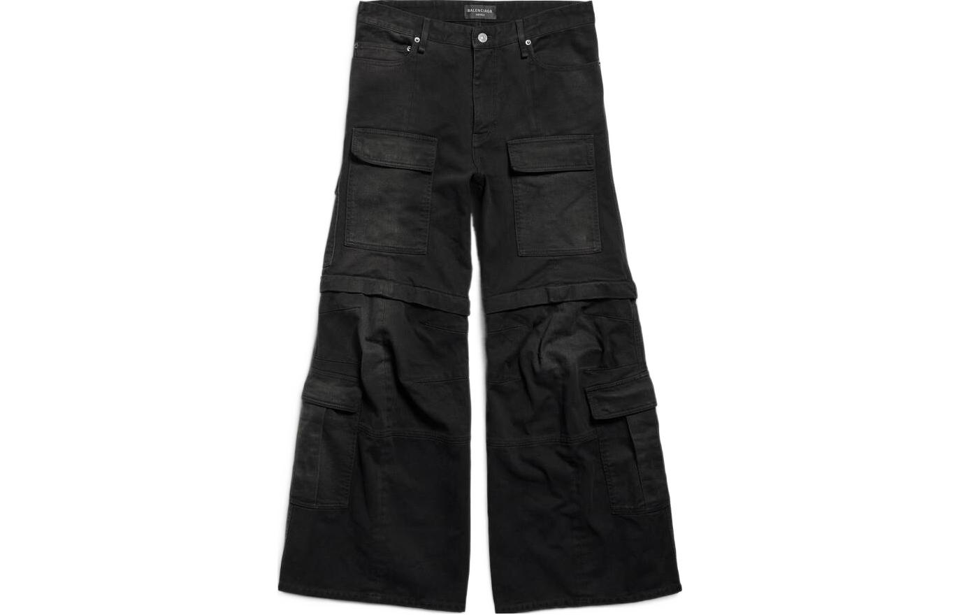 Order Balenciaga SS24 男女黑色直筒多口袋工裝褲 783694TNW111672