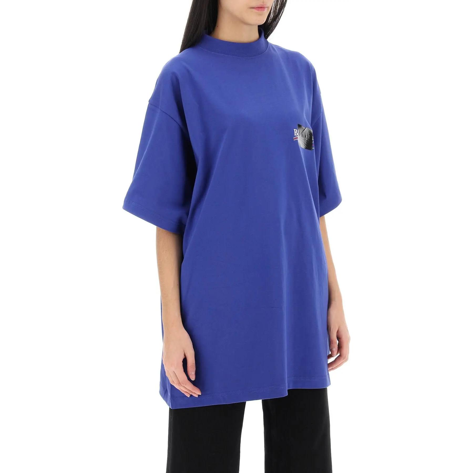 Balenciaga SS24 Unisex Oversized Logo Blue T-Shirt. 712398TNVG14019 圖 4