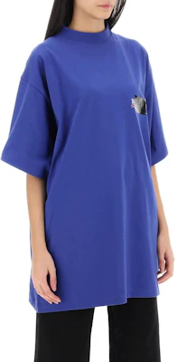 Balenciaga SS24 Baju-T Oversaiz Logo Biru Uniseks. 712398TNVG14019 Shop Balenciaga SS24 Baju-T Oversaiz Logo Biru Uniseks. 712398TNVG14019