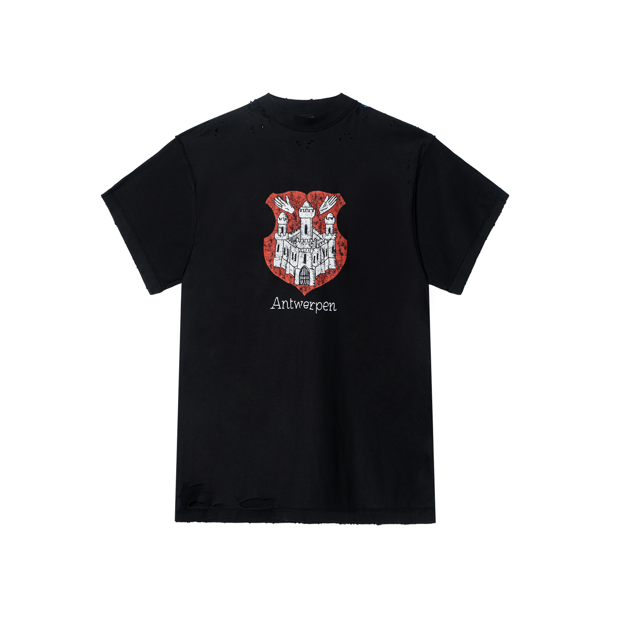 Buy 巴黎世家SS24复古Logo印花宽松男女同款黑色T恤 787358TQVP71083