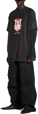 巴黎世家SS24复古Logo印花宽松男女同款黑色T恤 787358TQVP71083 Lookbook 巴黎世家SS24复古Logo印花宽松男女同款黑色T恤 787358TQVP71083