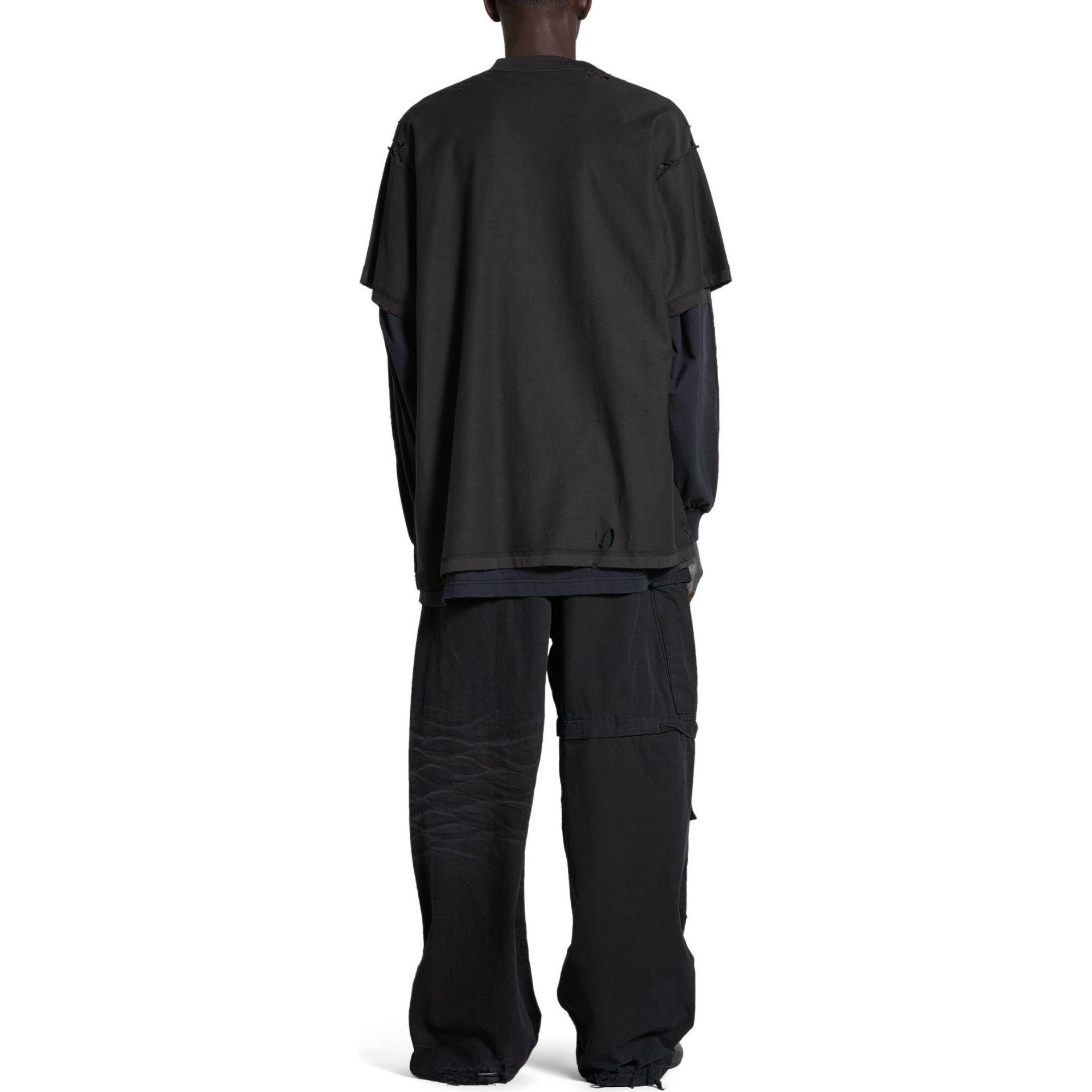 Shop 巴黎世家SS24复古Logo印花宽松男女同款黑色T恤 787358TQVP71083