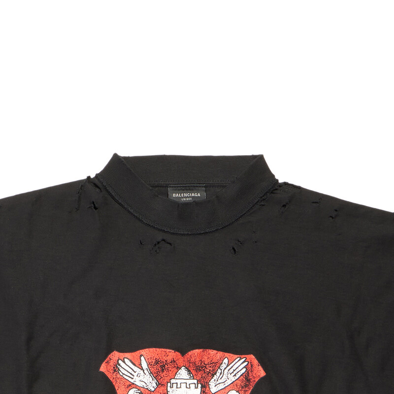 Details for 巴黎世家SS24复古Logo印花宽松男女同款黑色T恤 787358TQVP71083