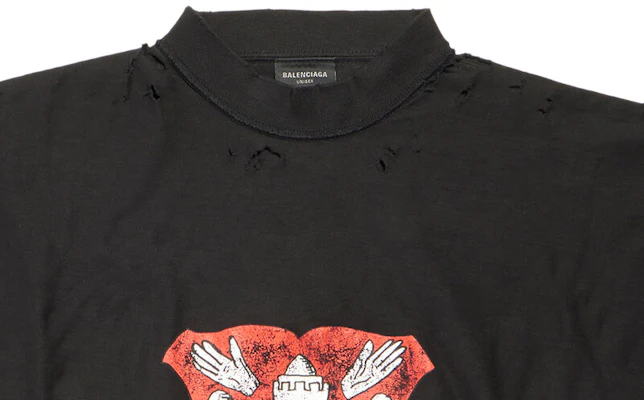 巴黎世家SS24复古Logo印花宽松男女同款黑色T恤 787358TQVP71083 Details for 巴黎世家SS24复古Logo印花宽松男女同款黑色T恤 787358TQVP71083