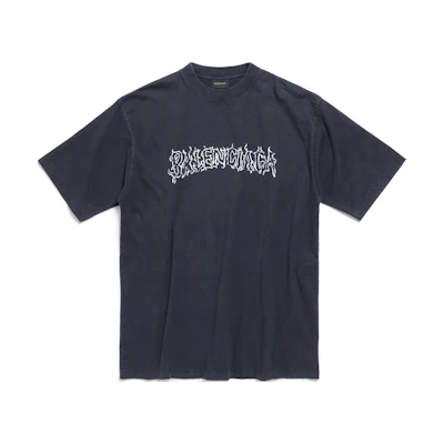 Balenciaga SS24 Washed Faded Letter Print Black Oversized Unisex T-Shirt. 641675TPVQ11569