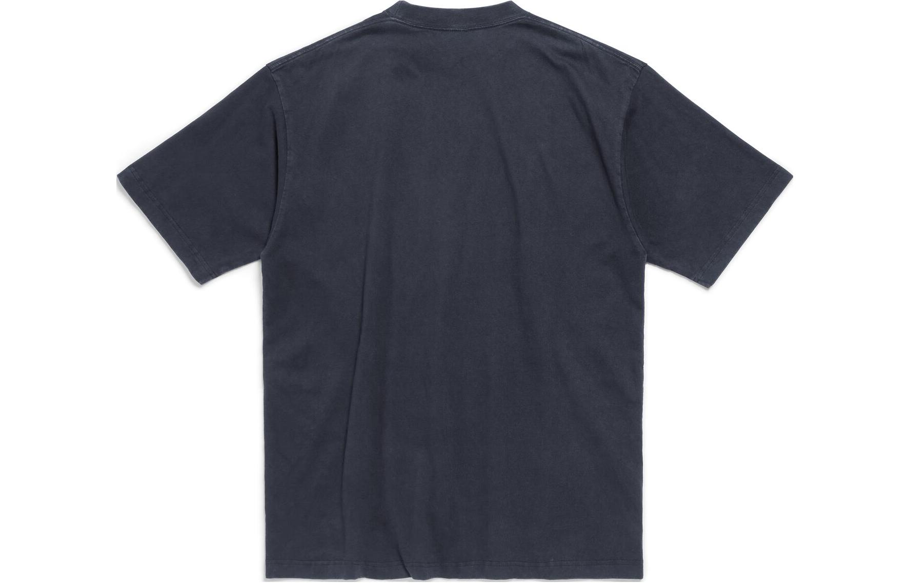 Lookbook Balenciaga SS24 T-Shirt Hitam Oversized Unisex Cetakan Huruf Faded. 641675TPVQ11569