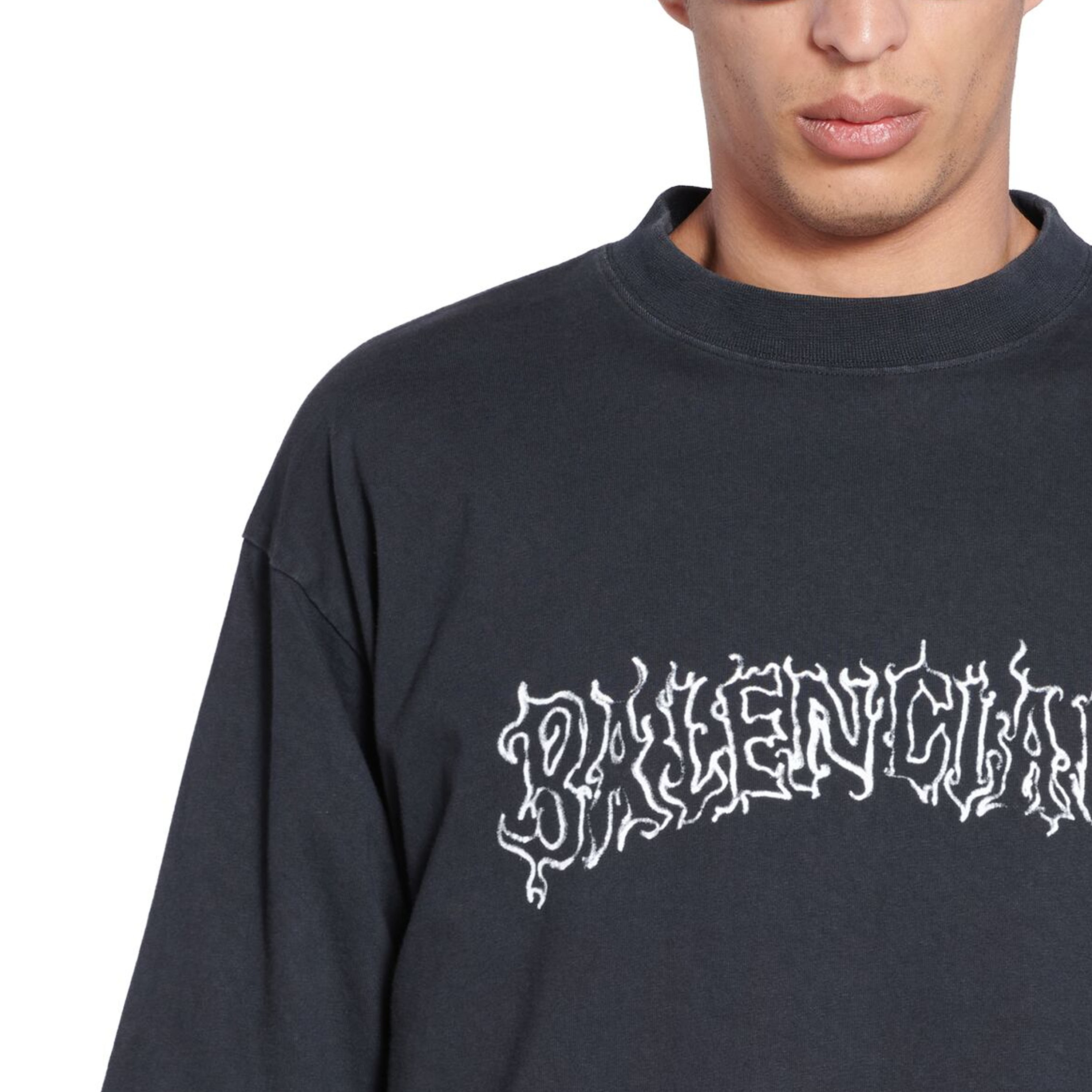 Cheap Balenciaga SS24 T-Shirt Hitam Oversized Unisex Cetakan Huruf Faded. 641675TPVQ11569