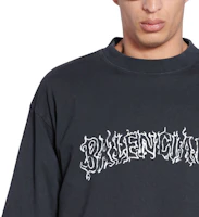 Cheap Balenciaga SS24 Washed Faded Letter Print Black Oversized Unisex T-Shirt. 641675TPVQ11569