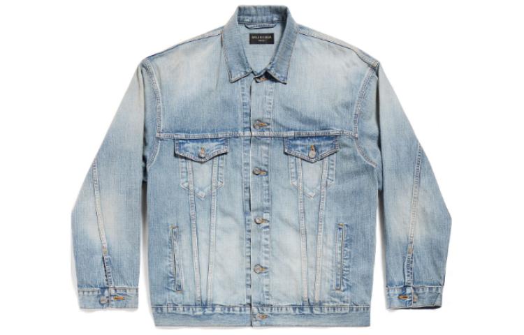 Order バレンシアガ SS24 ウォッシュド レタープリント デニムジャケット ユニセックス ルーズフィット ブルー 773617TPW534868