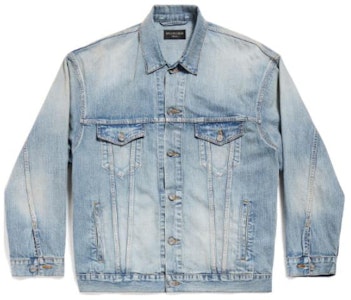 バレンシアガ SS24 ウォッシュド レタープリント デニムジャケット ユニセックス ルーズフィット ブルー 773617TPW534868 Order バレンシアガ SS24 ウォッシュド レタープリント デニムジャケット ユニセックス ルーズフィット ブルー 773617TPW534868