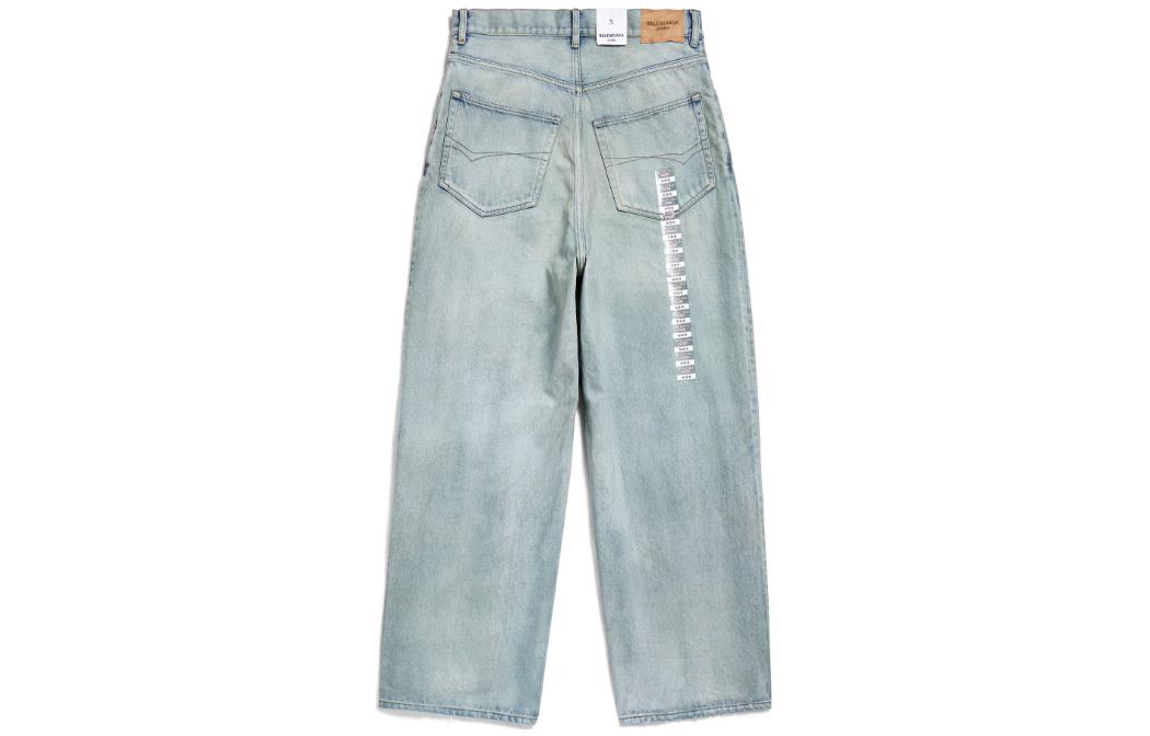 Lookbook 발렌시아가 SS24 워시드 로고 미드라이즈 루즈핏 유니섹스 청바지 블루. 767977TDW144016