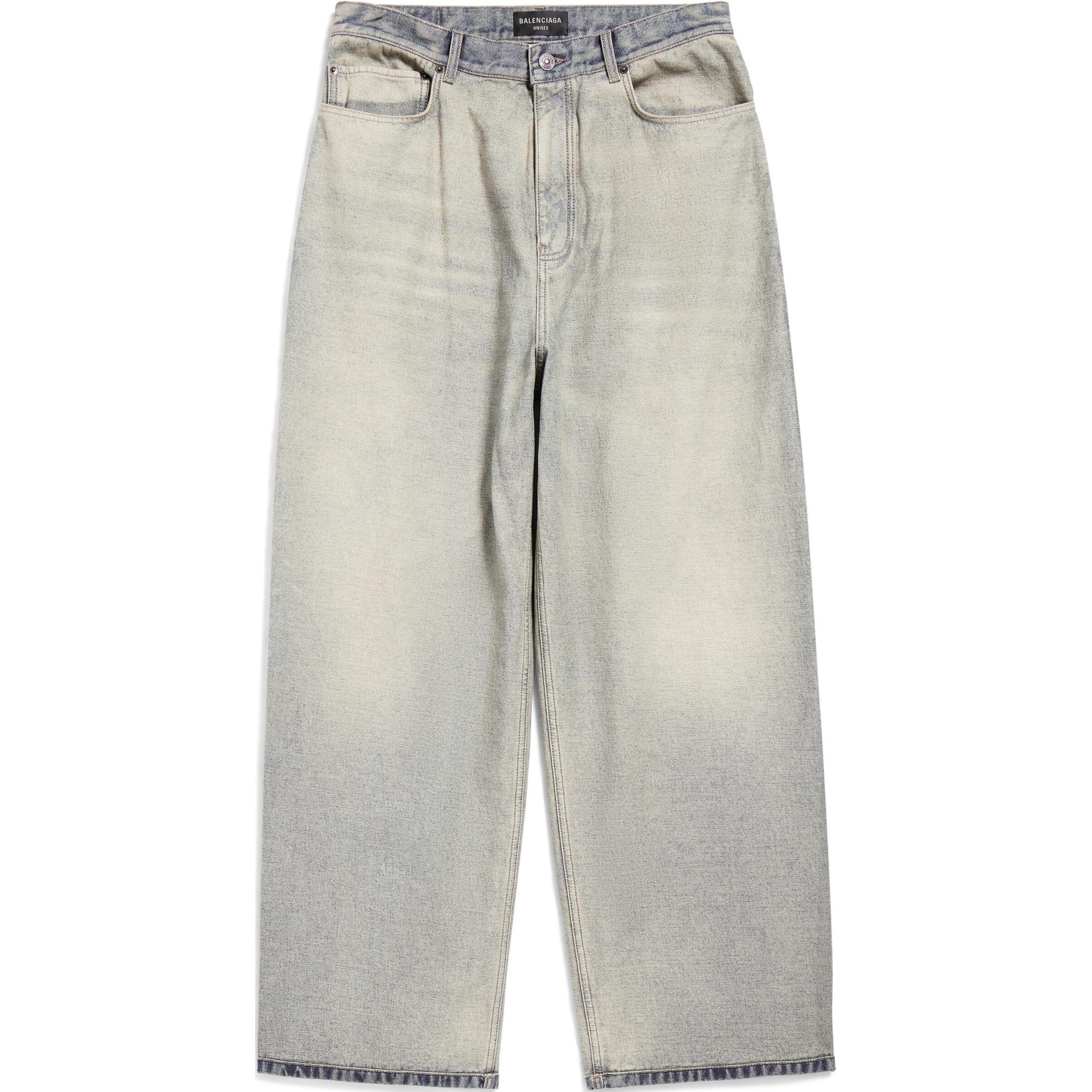 Balenciaga SS24 Washed Mid-Rise Loose Fit Jeans Unisex Blue 773758TDW154209
