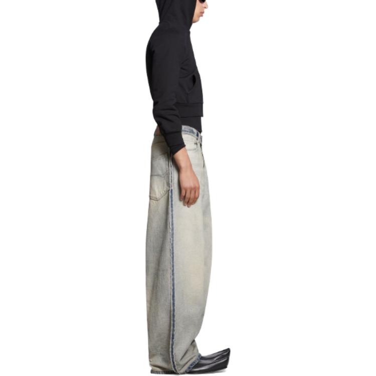 Details for Balenciaga SS24 Jeans Longgar Mid-Rise Unisex Biru Terbaru. 773758TDW154209