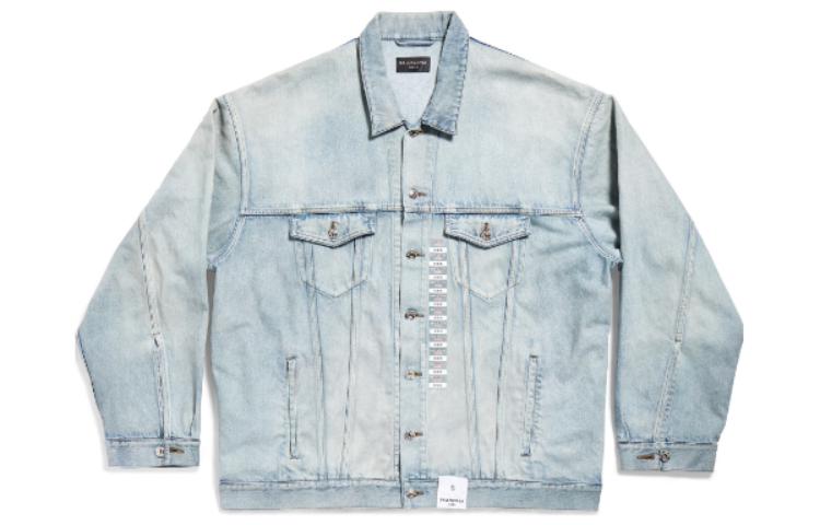 Order Balenciaga SS24 Washed Single-Breasted Denim Jacket Unisex Loose Fit Blue 767947TDW144016