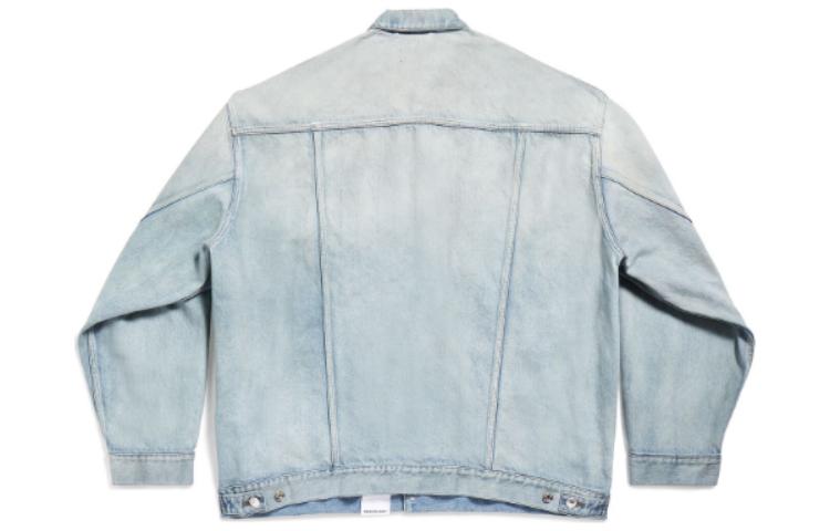 Lookbook Balenciaga SS24 Washed Single-Breasted Denim Jacket Unisex Loose Fit Blue 767947TDW144016
