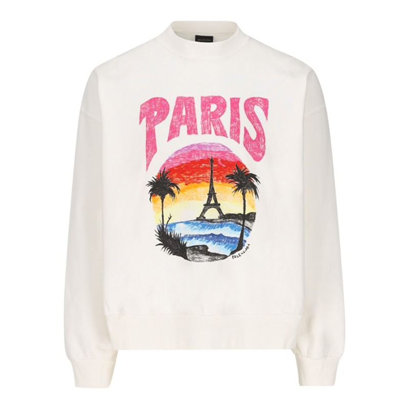Balenciaga SS24 White Letter Print Crewneck Sweatshirt Regular Fit 697869TPVM19601
