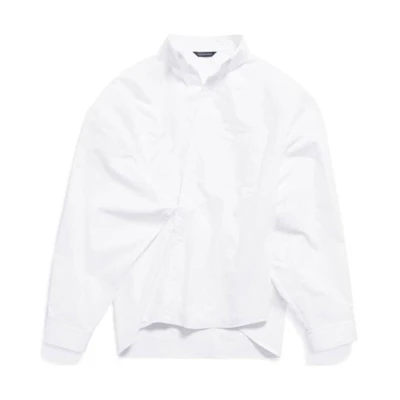 Balenciaga SS24 White Pocket Stand Collar Casual Long Sleeve Shirt Unisex 790872TNM609000
