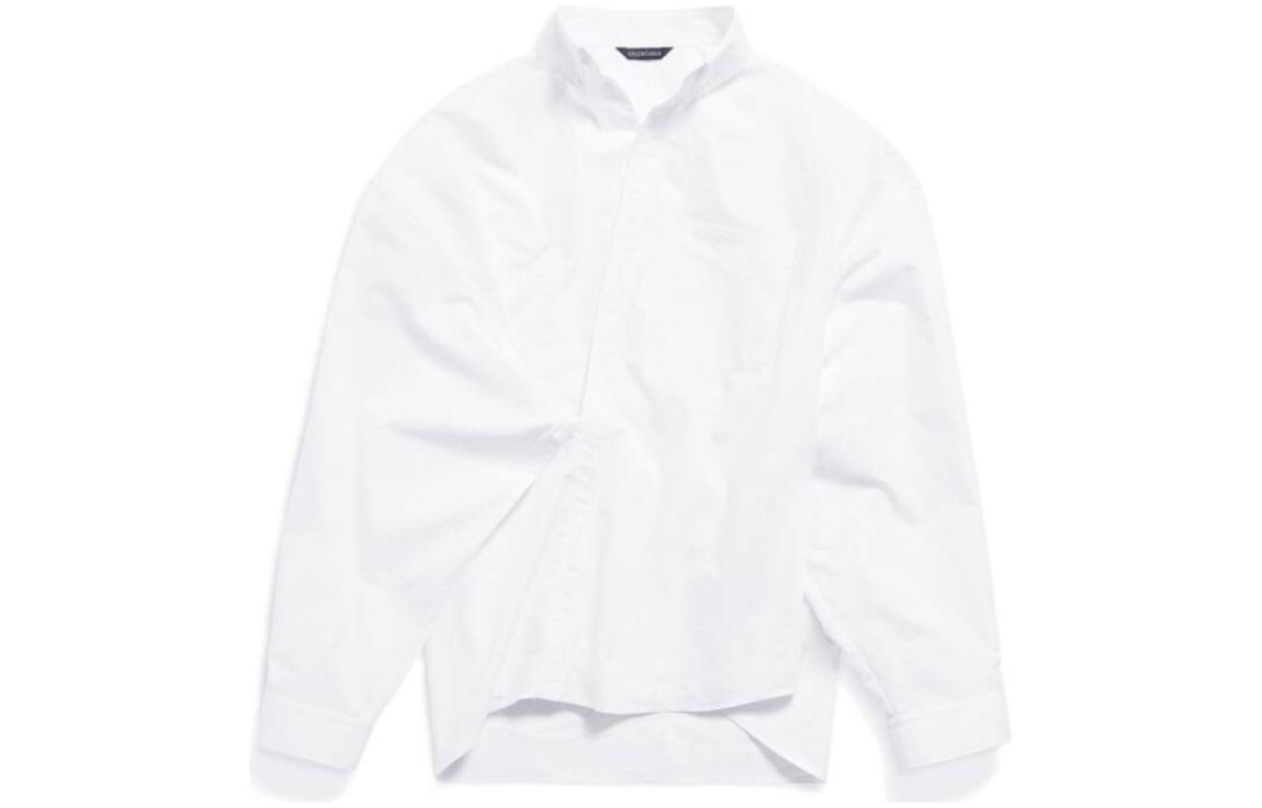 Order Balenciaga SS24白色口袋立領休閒長袖襯衫男女適用 790872TNM609000