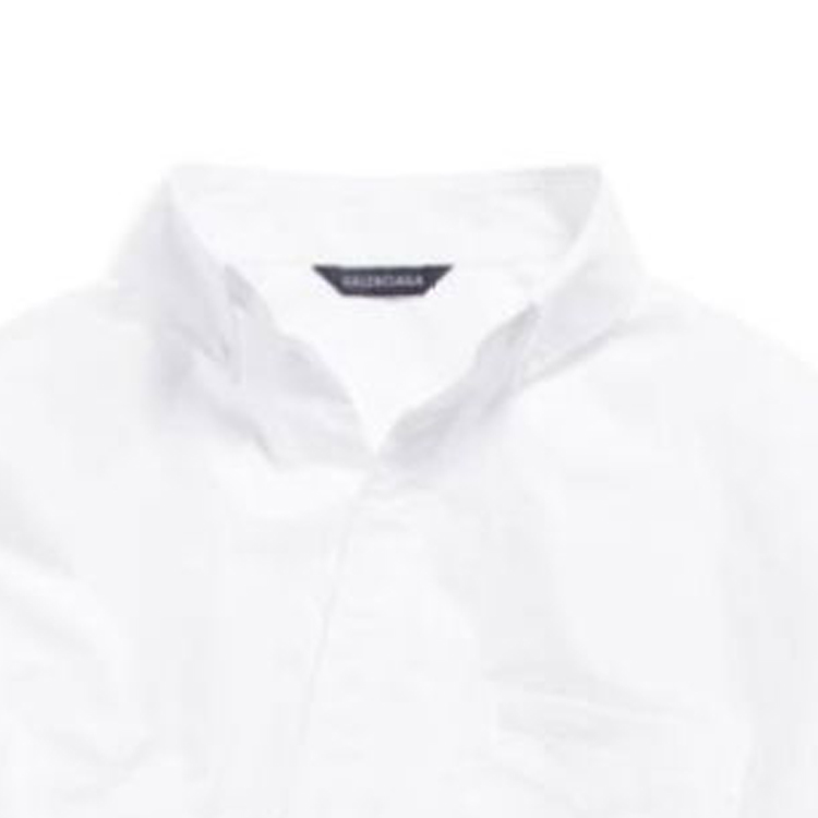 Shop Balenciaga SS24白色口袋立領休閒長袖襯衫男女適用 790872TNM609000