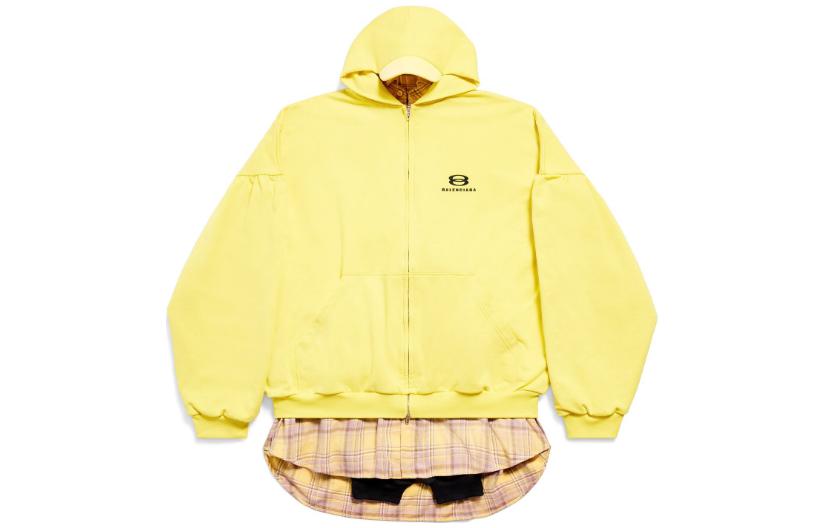 Order Sudadera Amarilla Oversize Balenciaga SS24 con Logo Dividido Unisex. 772206TPVG67440
