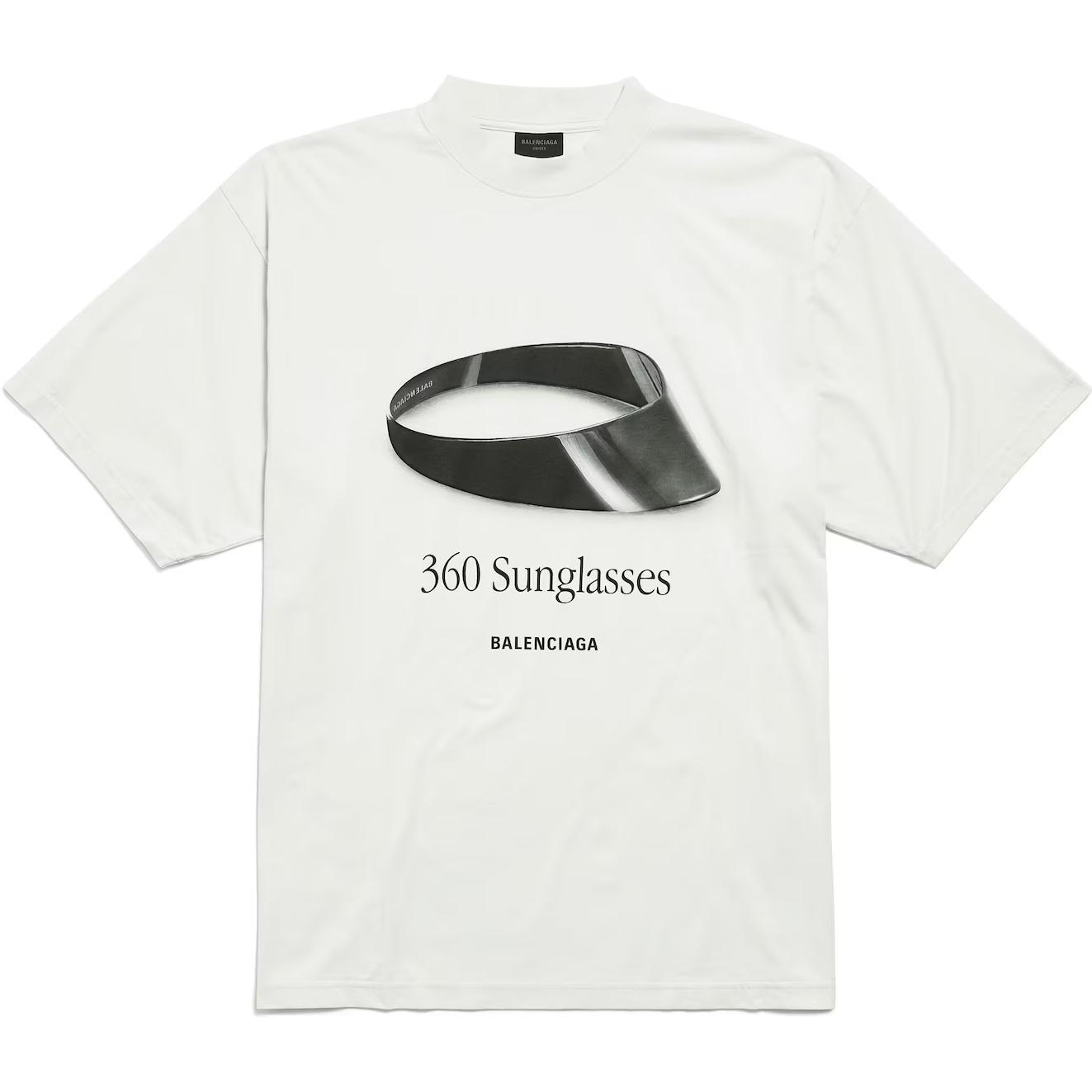 Balenciaga SS25 360 Sunglasses Print Crewneck T-Shirt Regular Fit Men’s White 764235TSVH89012