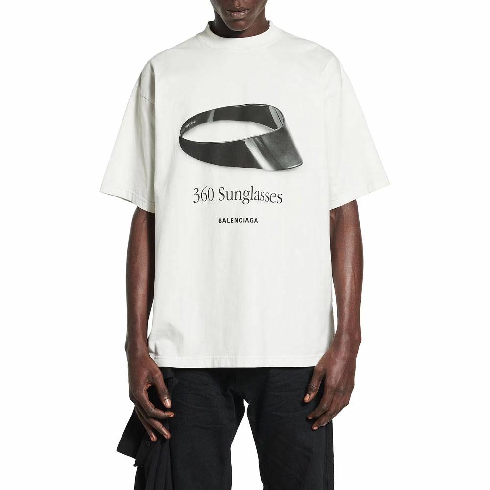 Balenciaga SS25 360 Sunglasses Print Crewneck T-Shirt Regular Fit Men’s White 764235TSVH89012 圖 4