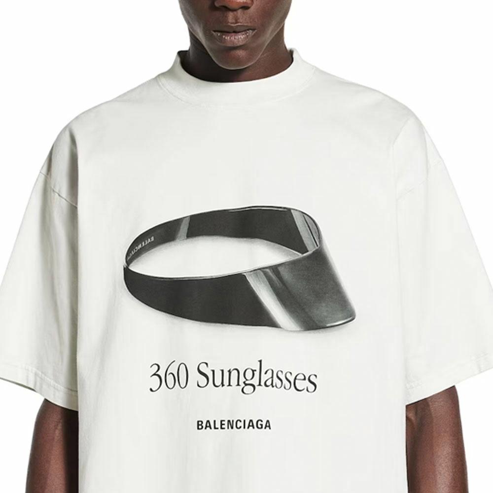 Balenciaga SS25 360 Sunglasses Print Crewneck T-Shirt Regular Fit Men’s White 764235TSVH89012 圖 8