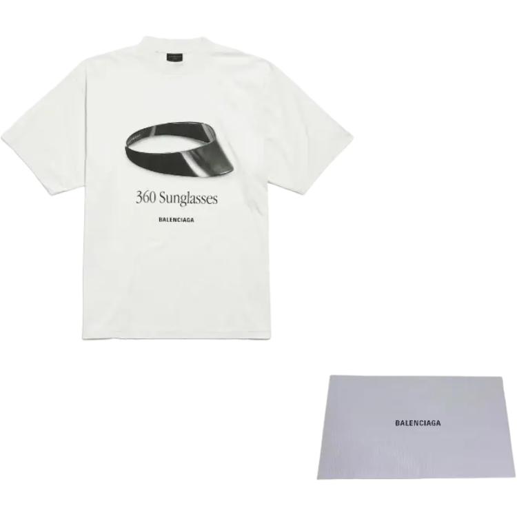 Balenciaga SS25 360 Sunglasses Print Crewneck T-Shirt Regular Fit Men’s White 764235TSVH89012 圖 9