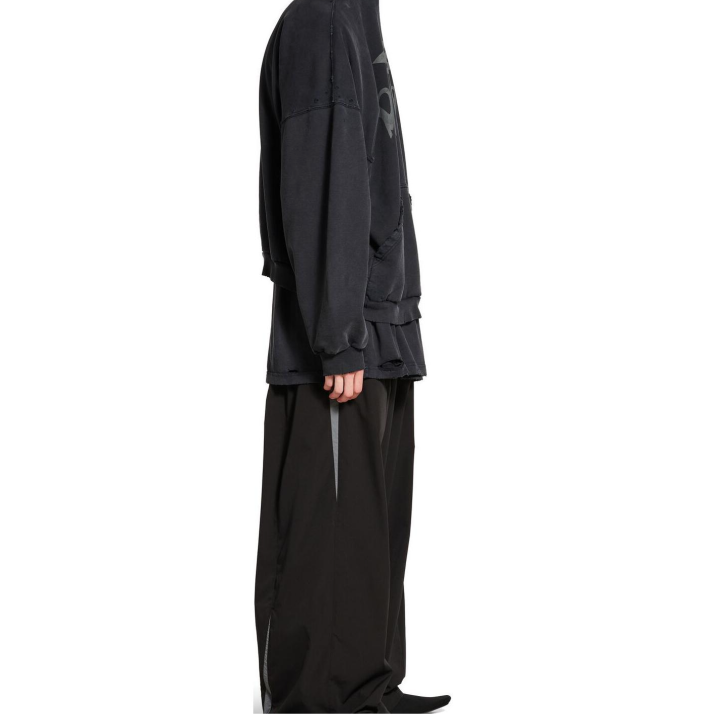 Details for 발렌시아가 SS25 3B 리퀴파이드 오버사이즈 후디 그레이 루즈핏 803265TRVS91013