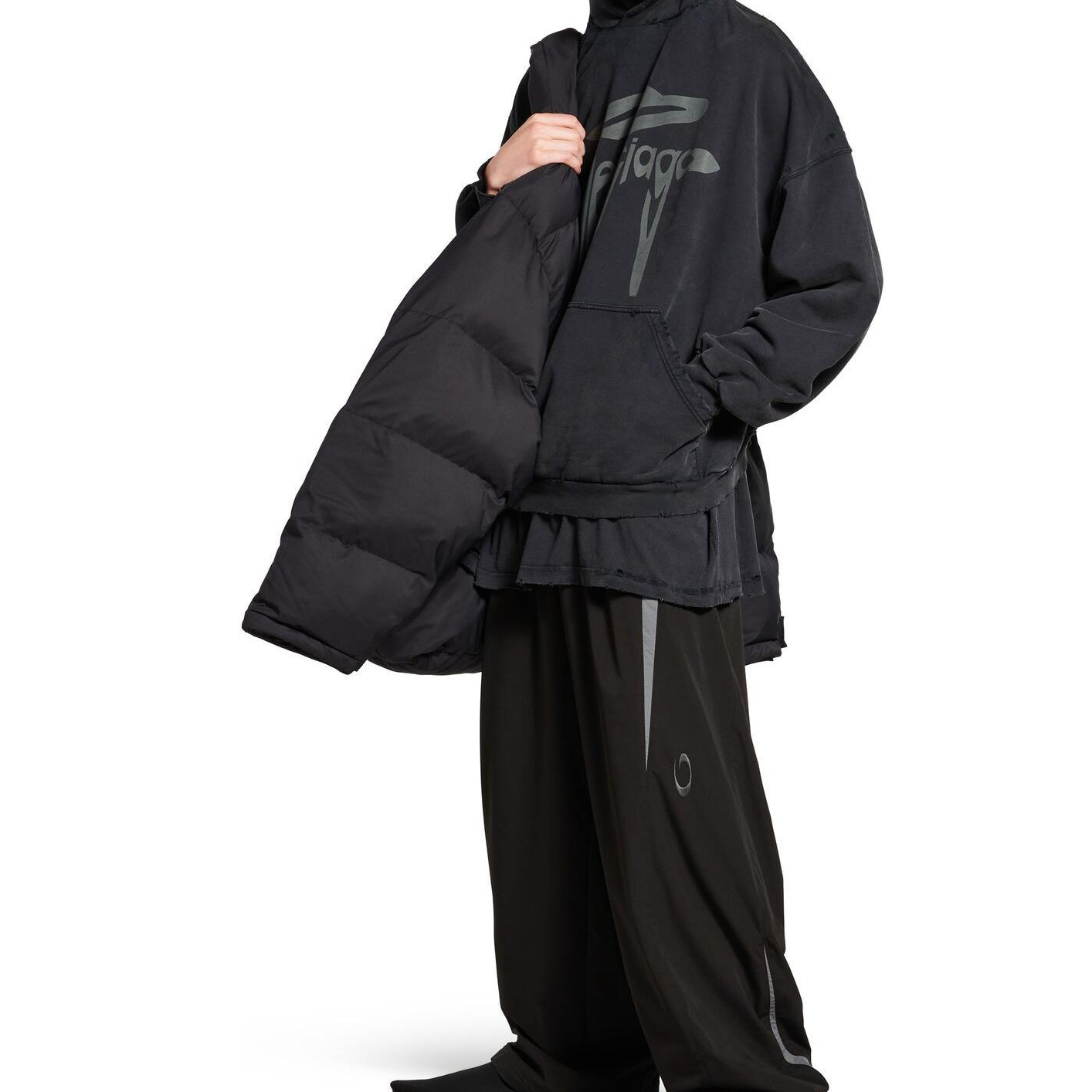 Sizing 발렌시아가 SS25 3B 리퀴파이드 오버사이즈 후디 그레이 루즈핏 803265TRVS91013