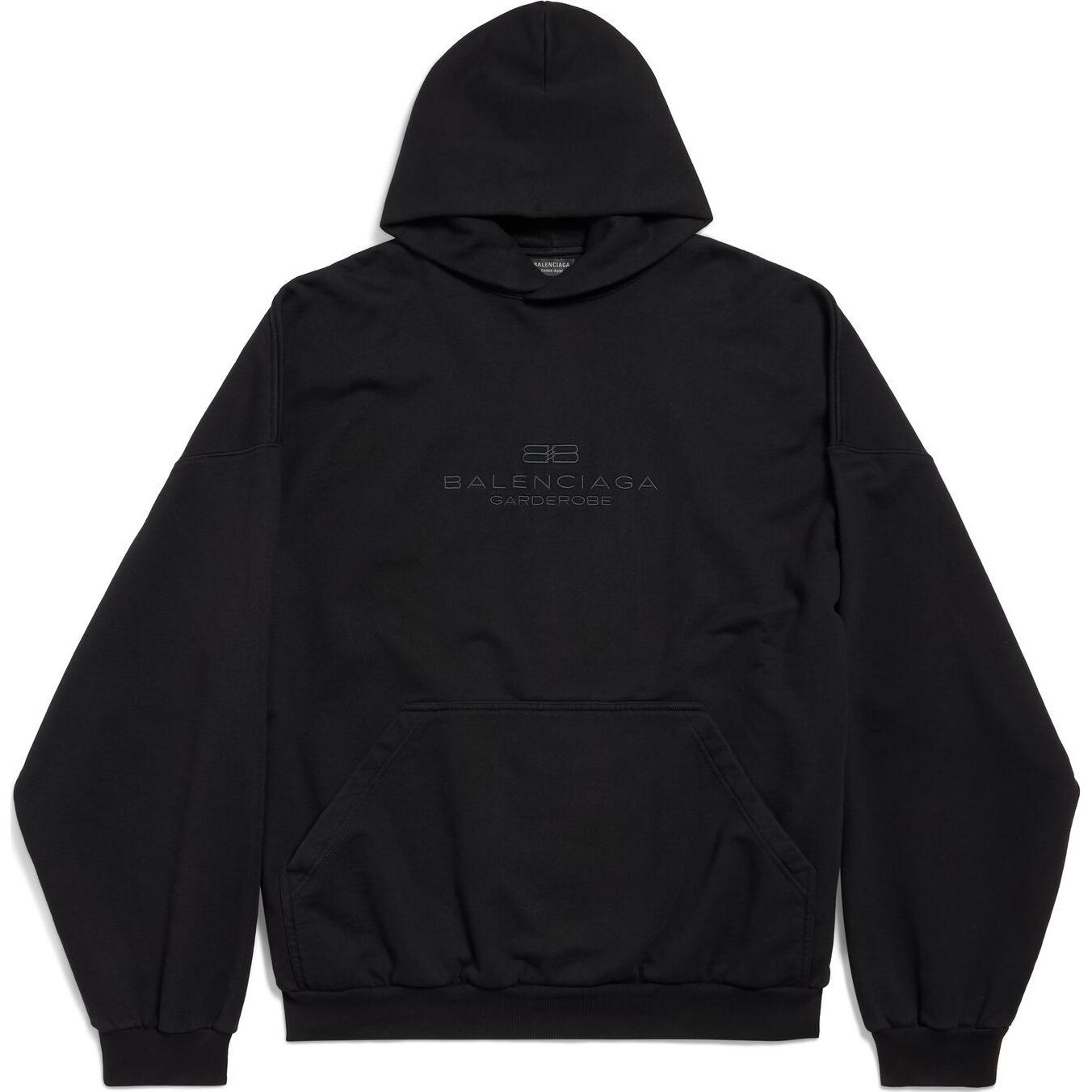 Balenciaga SS25 BB Garderobe Oversized Black Hoodie Relaxed Fit 813406TRVW11000