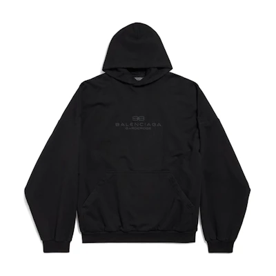 Balenciaga SS25 BB Garderobe Oversized Black Hoodie Relaxed Fit 813406TRVW11000