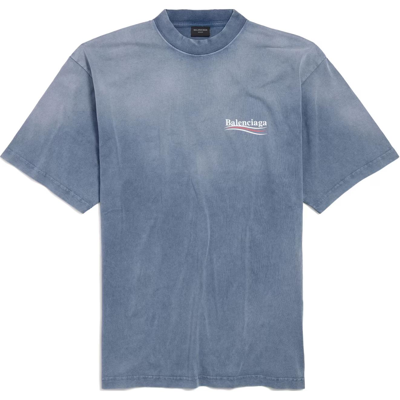 Balenciaga SS25 Cola Logo Print Crewneck T-Shirt Faded Blue  Regular Fit. 764235TIV529798