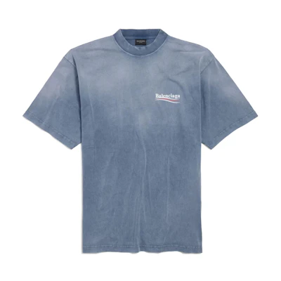 Balenciaga SS25 Cola Logo Print Crewneck T-Shirt Faded Blue Regular Fit. 764235TIV529798