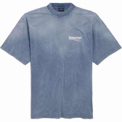 バレンシアガ SS25 コーラロゴプリント クルーネック Tシャツ フェードブルー レギュラーフィット 764235TIV529798 Order バレンシアガ SS25 コーラロゴプリント クルーネック Tシャツ フェードブルー レギュラーフィット 764235TIV529798